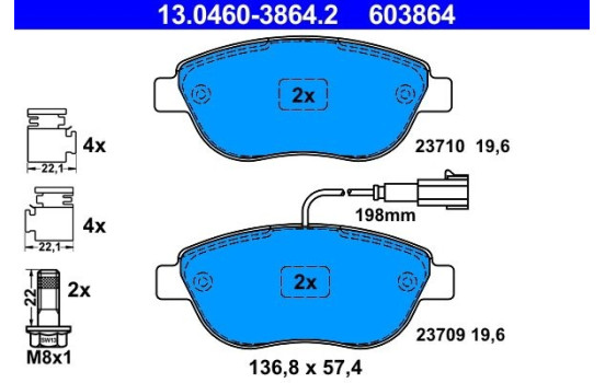 Brake Pad Set, disc brake 13.0460-3864.2 ATE, Image 2