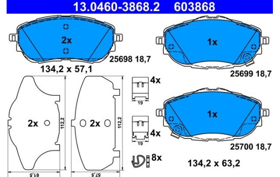 Brake Pad Set, disc brake 13.0460-3868.2 ATE, Image 2
