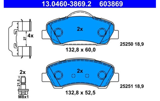 Brake Pad Set, disc brake 13.0460-3869.2 ATE