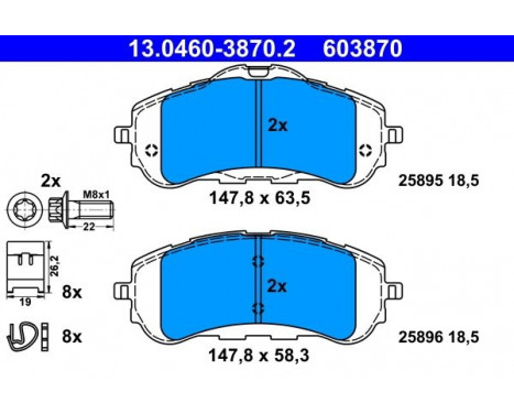 Brake Pad Set, disc brake 13.0460-3870.2 ATE, Image 2