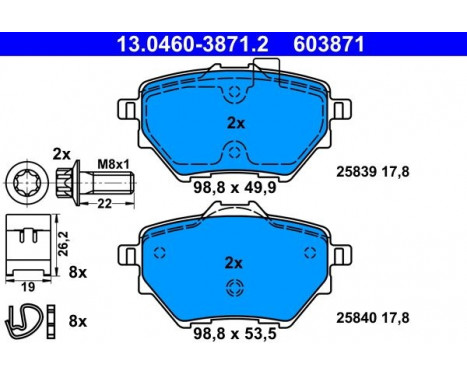 Brake Pad Set, disc brake 13.0460-3871.2 ATE, Image 2