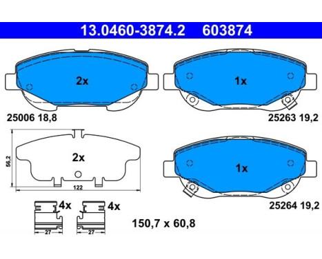 Brake Pad Set, disc brake 13.0460-3874.2 ATE, Image 2
