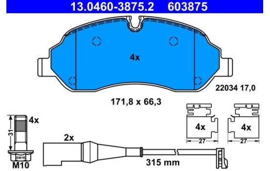 Brake Pad Set, disc brake 13.0460-3875.2 ATE