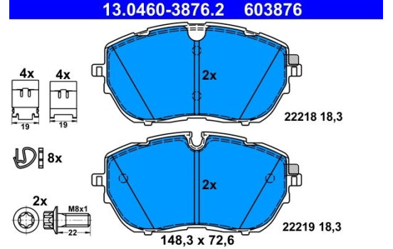 Brake Pad Set, disc brake 13.0460-3876.2 ATE, Image 2
