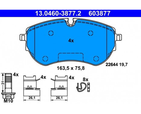 Brake Pad Set, disc brake 13.0460-3877.2 ATE, Image 2