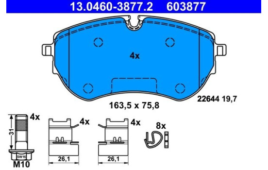 Brake Pad Set, disc brake 13.0460-3877.2 ATE, Image 2