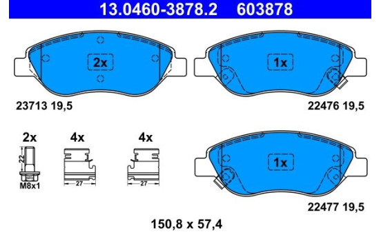 Brake Pad Set, disc brake 13.0460-3878.2 ATE