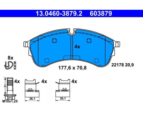Brake pad set, disc brake 13.0460-3879.2 ATE