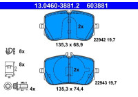 Brake pad set, disc brake 13.0460-3881.2 ATE