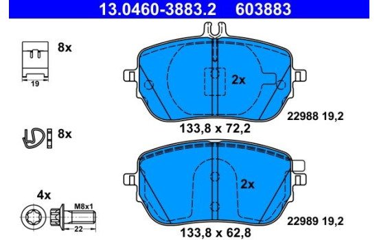 Brake pad set, disc brake 13.0460-3883.2 ATE