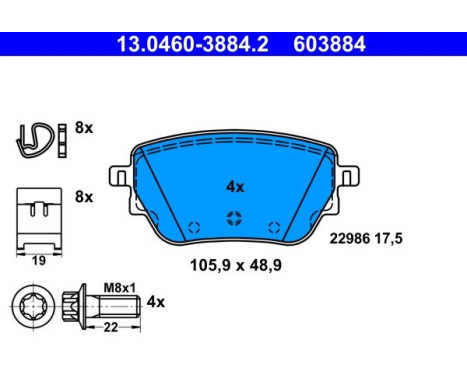 Brake Pad Set, disc brake 13.0460-3884.2 ATE