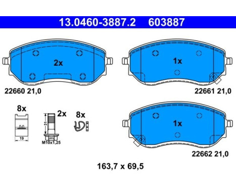 Brake Pad Set, disc brake 13.0460-3887.2 ATE