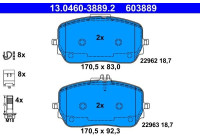 Brake pad set, disc brake 13.0460-3889.2 ATE
