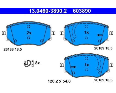 Brake pad set, disc brake 13.0460-3890.2 ATE