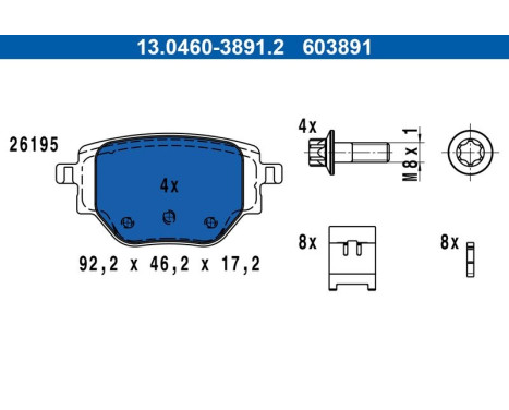 Brake pad set, disc brake 13.0460-3891.2 ATE