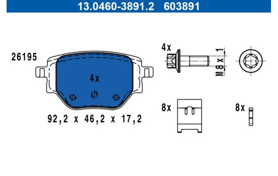 Brake pad set, disc brake 13.0460-3891.2 ATE