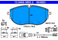 Brake pad set, disc brake 13.0460-3893.2 ATE