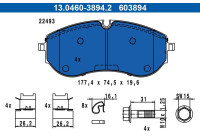 Brake pad set, disc brake 13.0460-3894.2 ATE