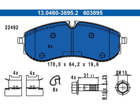 Brake pad set, disc brake 13.0460-3895.2 ATE