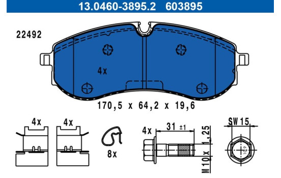 Brake pad set, disc brake 13.0460-3895.2 ATE
