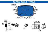 Brake pad set, disc brake 13.0460-3896.2 ATE