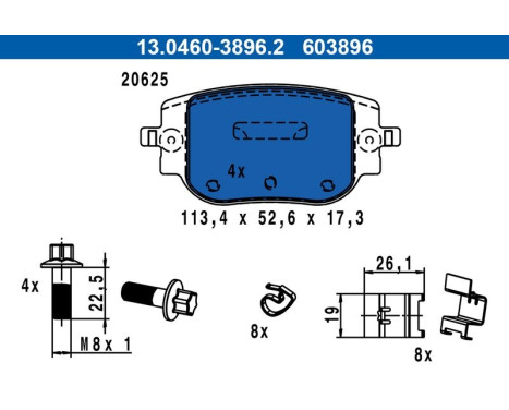 Brake pad set, disc brake 13.0460-3896.2 ATE