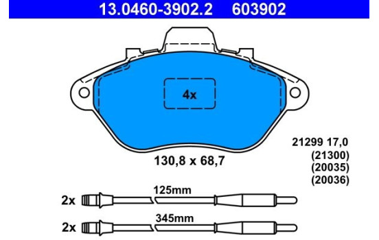 Brake Pad Set, disc brake 13.0460-3902.2 ATE