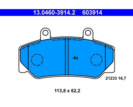 Brake Pad Set, disc brake 13.0460-3914.2 ATE