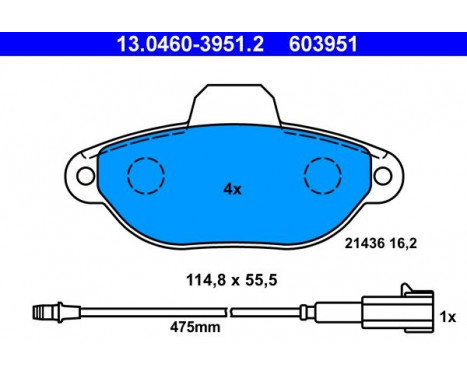 Brake Pad Set, disc brake 13.0460-3951.2 ATE, Image 2