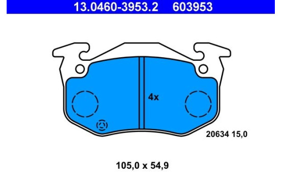 Brake Pad Set, disc brake 13.0460-3953.2 ATE, Image 2