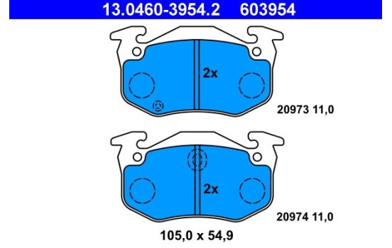 Brake Pad Set, disc brake 13.0460-3954.2 ATE, Image 2