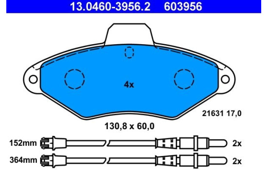 Brake Pad Set, disc brake 13.0460-3956.2 ATE, Image 2