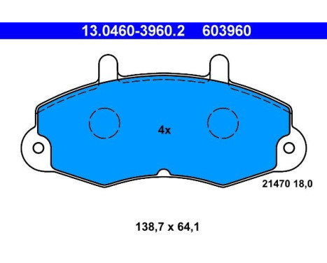 Brake Pad Set, disc brake 13.0460-3960.2 ATE