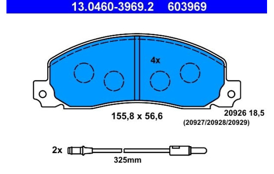 Brake Pad Set, disc brake 13.0460-3969.2 ATE
