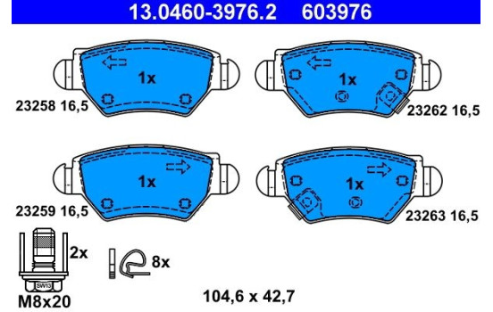 Brake Pad Set, disc brake 13.0460-3976.2 ATE, Image 2