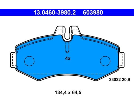 Brake Pad Set, disc brake 13.0460-3980.2 ATE, Image 2