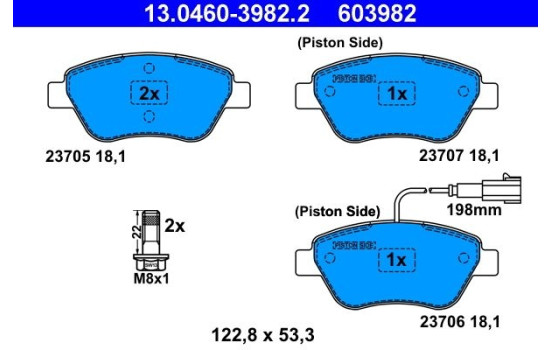Brake Pad Set, disc brake 13.0460-3982.2 ATE, Image 2