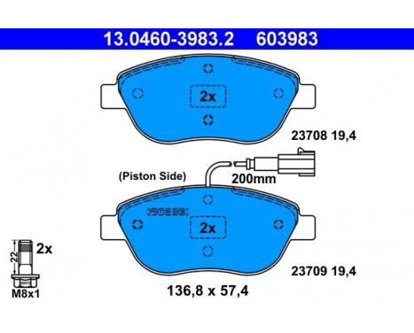 Brake Pad Set, disc brake 13.0460-3983.2 ATE, Image 2