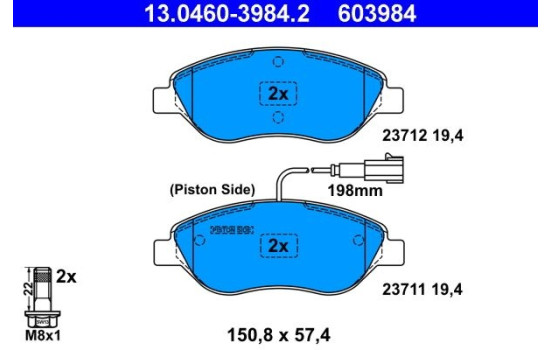 Brake Pad Set, disc brake 13.0460-3984.2 ATE