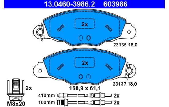 Brake Pad Set, disc brake 13.0460-3986.2 ATE