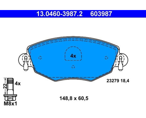 Brake Pad Set, disc brake 13.0460-3987.2 ATE, Image 2
