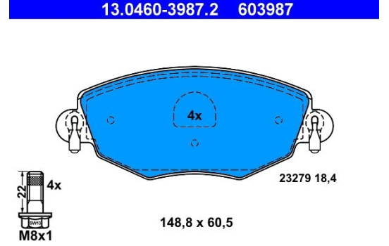 Brake Pad Set, disc brake 13.0460-3987.2 ATE, Image 2