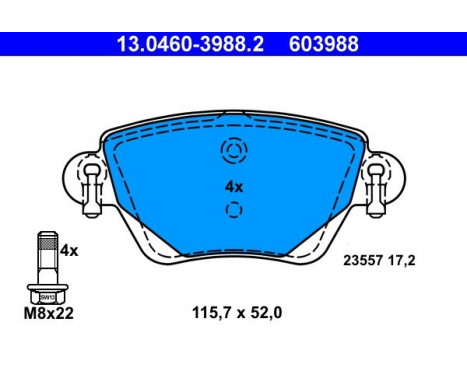 Brake Pad Set, disc brake 13.0460-3988.2 ATE, Image 2