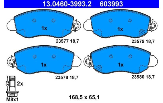 Brake Pad Set, disc brake 13.0460-3993.2 ATE, Image 2
