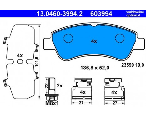 Brake Pad Set, disc brake 13.0460-3994.2 ATE, Image 3