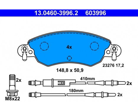 Brake Pad Set, disc brake 13.0460-3996.2 ATE, Image 2