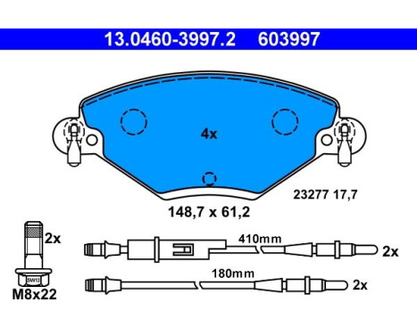 Brake Pad Set, disc brake 13.0460-3997.2 ATE, Image 2