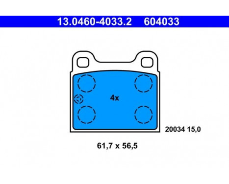Brake Pad Set, disc brake 13.0460-4033.2 ATE, Image 2