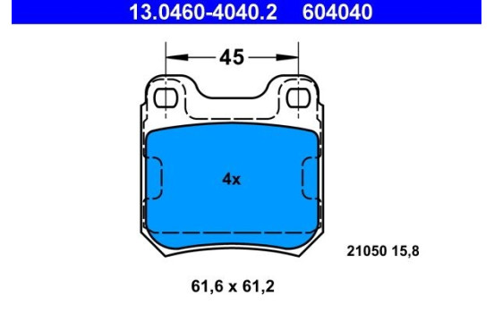 Brake Pad Set, disc brake 13.0460-4040.2 ATE, Image 2