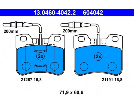 Brake Pad Set, disc brake 13.0460-4042.2 ATE, Image 2